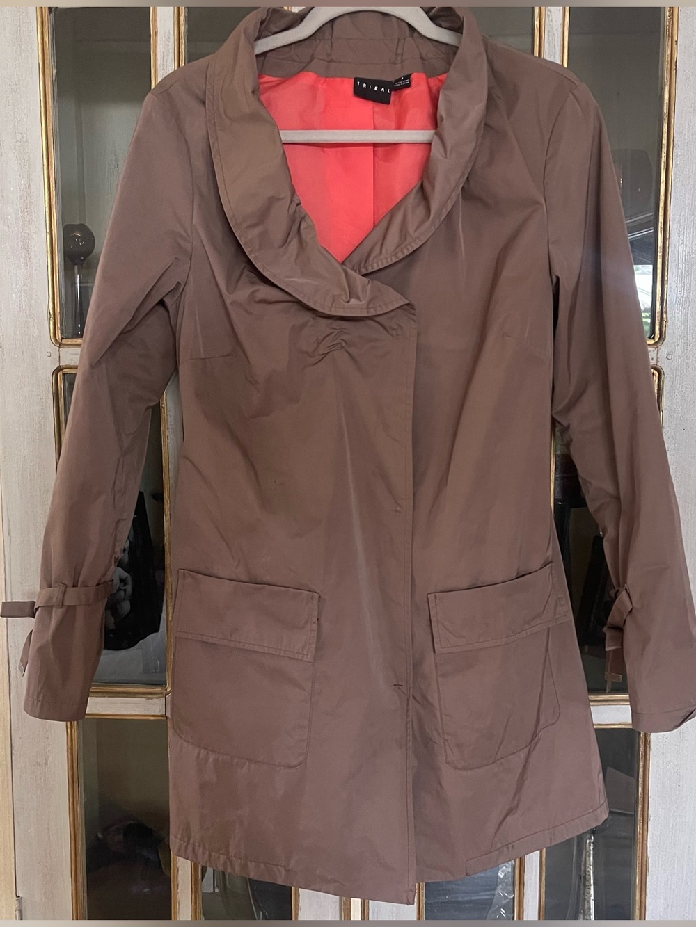 TRIBAL - Waterproof Trench Coat w/Ruched Portrait Collar Size 4